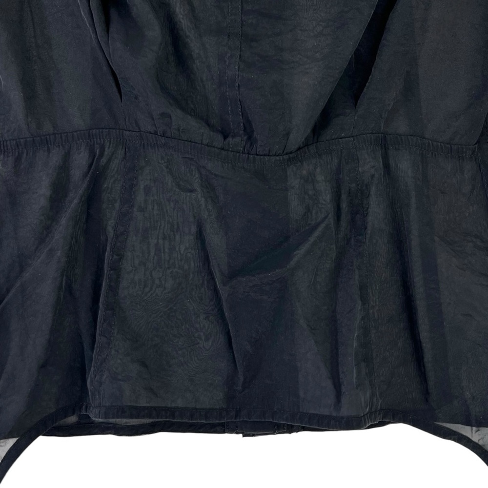 Helmut Lang Black Sheer Shirt - Black Button Up Organza Short Sleeve Shirt Top - Picture 8 of 13